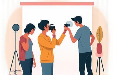 Illustration or photo representing a photo shoot in progress with a photographer and subject